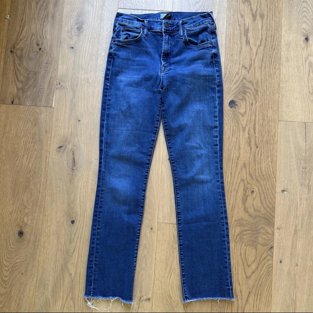 MOTHER The Rascal Ankle Snippet Fray Jeans Size 27 Blue Good Used Condition GUC